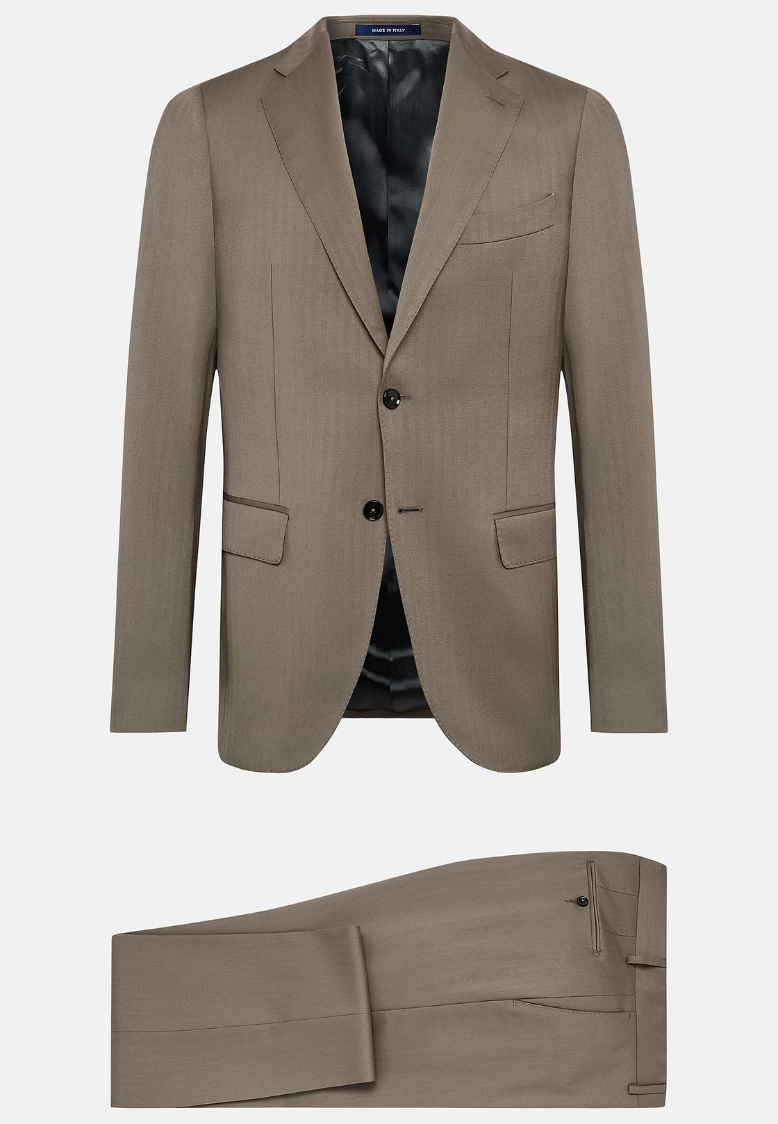 Dove Grey Herringbone Pure Wool Suit, Taupe, hi-res