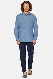 Regular Fit Cotton Denim Shirt, Indigo, hi-res