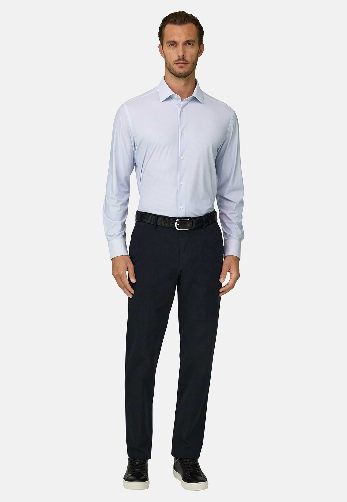 Pantalon en Coton Tencel Extensible, bleu marine, hi-res, 2
