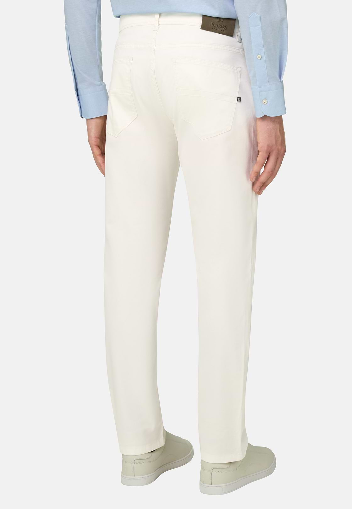 Jeans In Cotone Tencel, Bianco, hi-res, 3
