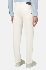 Jeans In Cotone Tencel, Bianco, thumb, 3