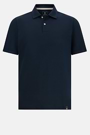 S.Cafè® High-Performance Piqué Polo Shirt, Navy blue, hi-res