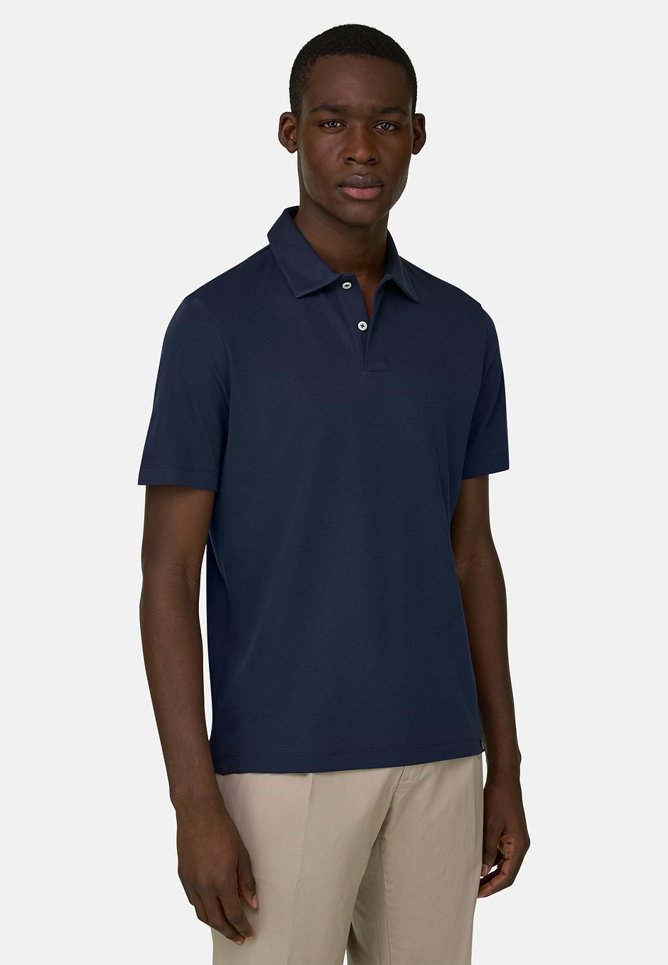 Polo En Interlock, bleu marine, hi-res