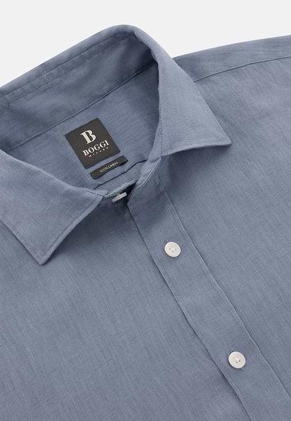 Regular Fit Linen Shirt, Indigo, hi-res