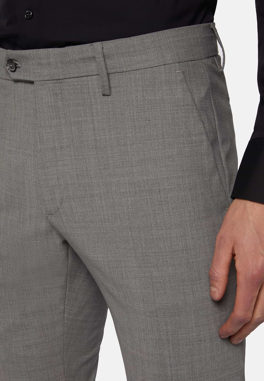 Washable Wool Stretch Pants, Grey, hi-res