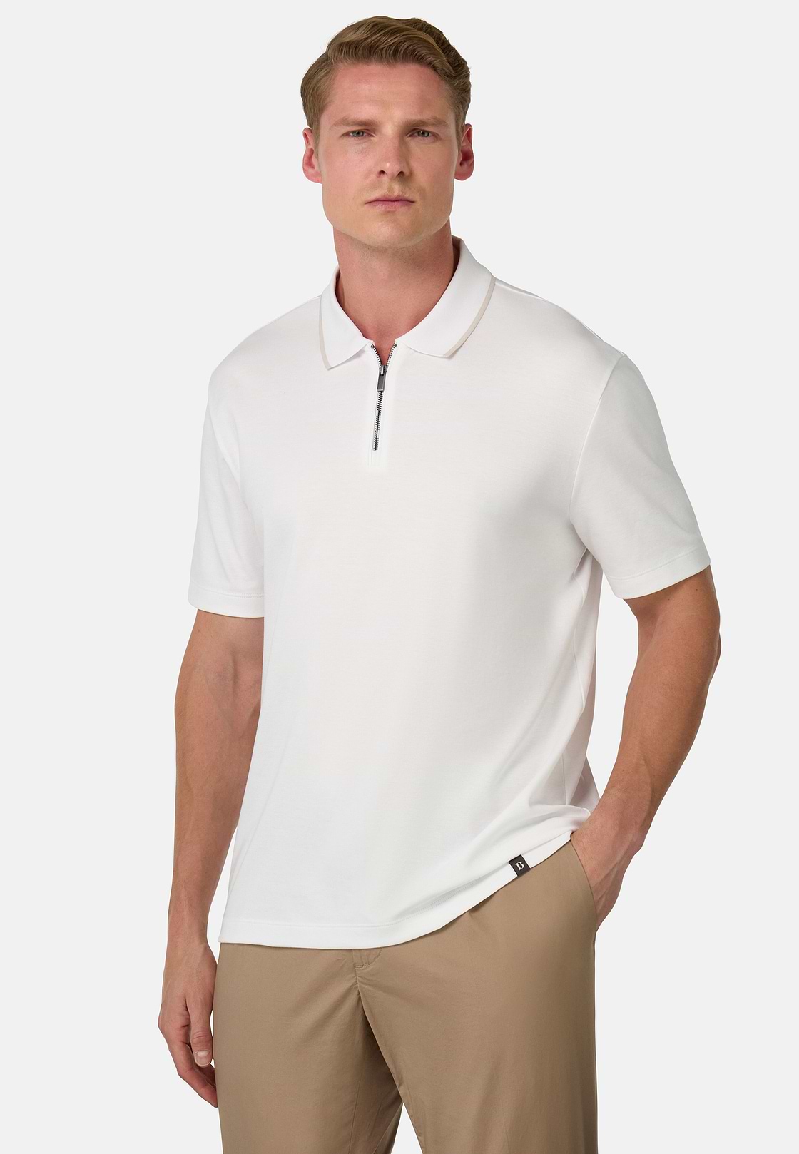 Half-Zip Jersey Polo Shirt, White, hi-res