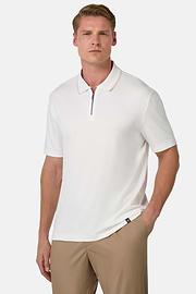 Half-Zip Jersey Polo Shirt, White, hi-res