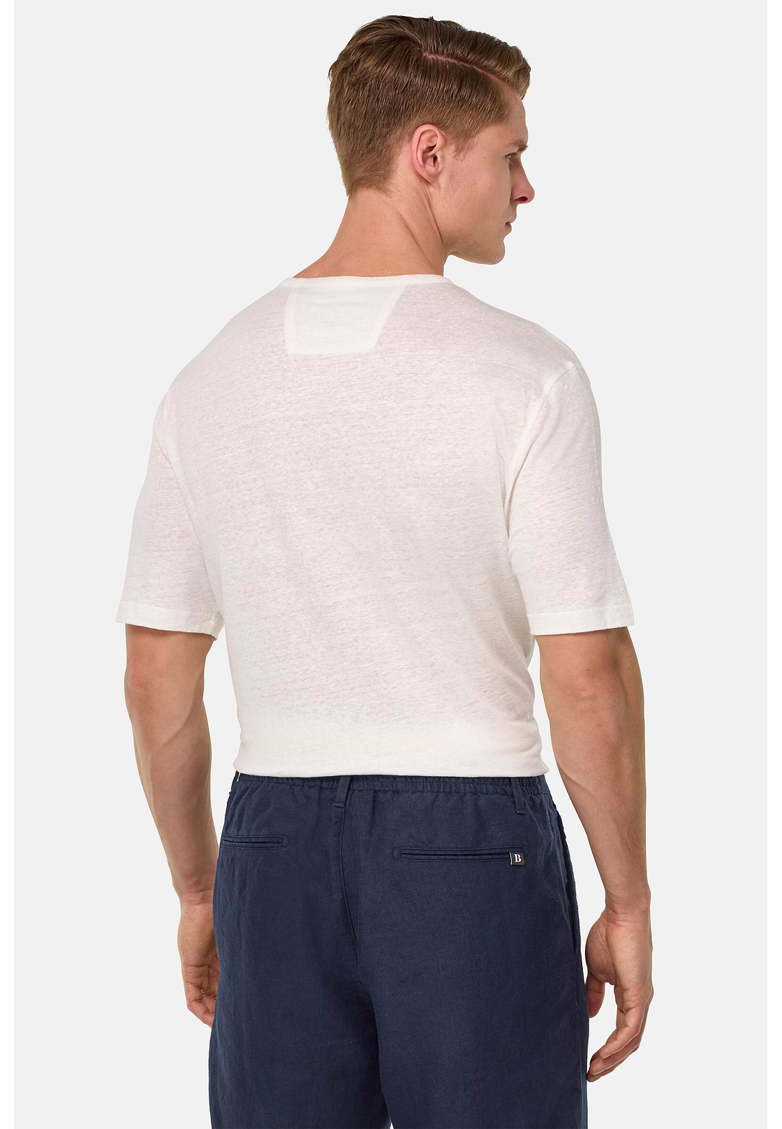 Bermudas in Linen, Navy blue, hi-res
