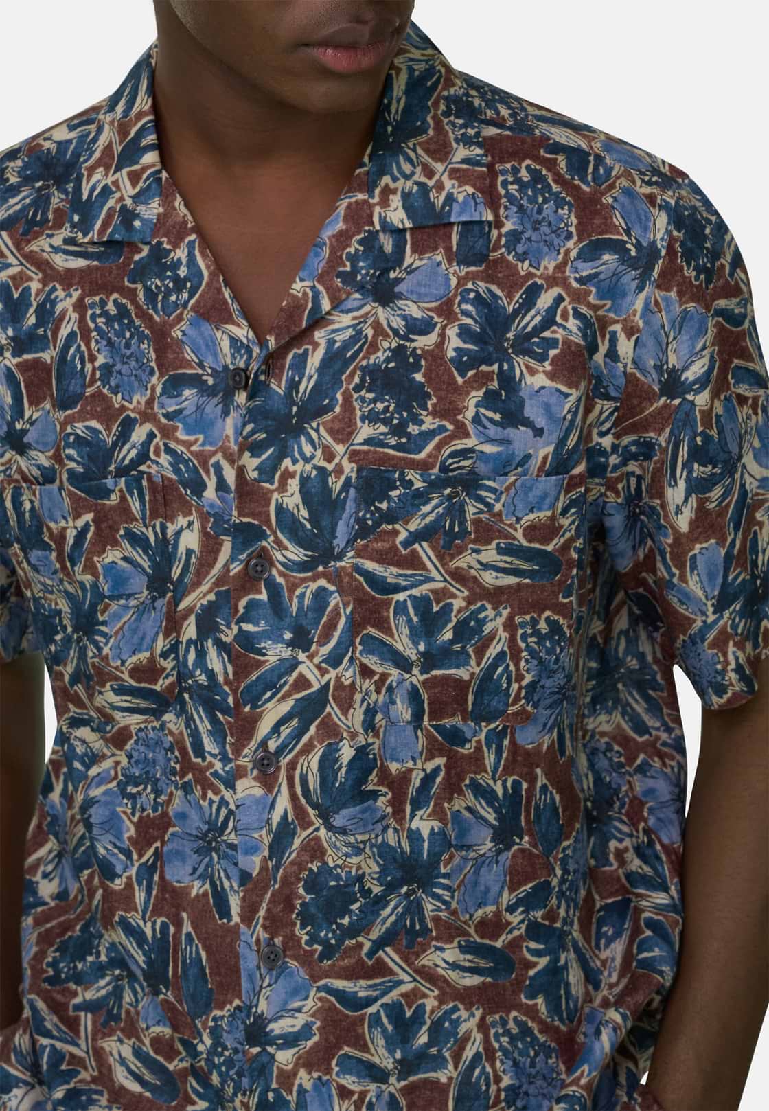 Regular Fit Printed Linen Shirt, Burgundy, hi-res, 4