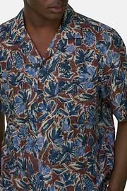 Regular Fit Printed Linen Shirt, Burgundy, thumb, 4