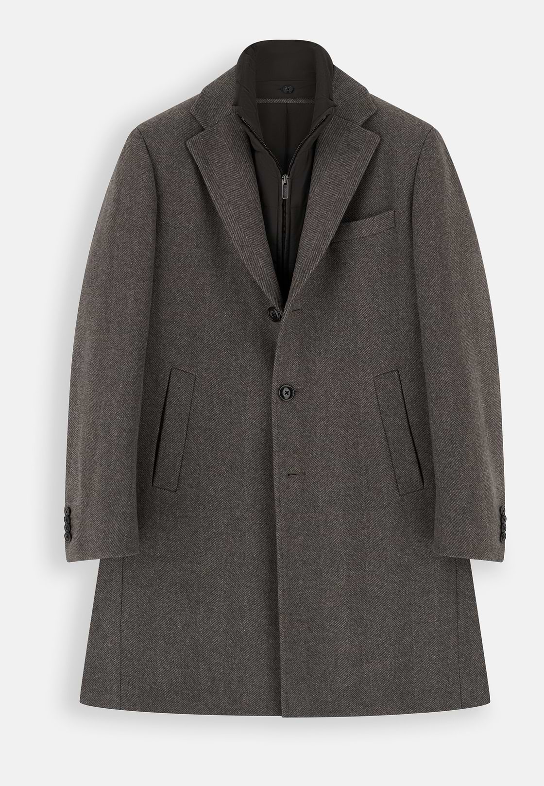 Coat in Wool with Bib, Brown, hi-res, 6