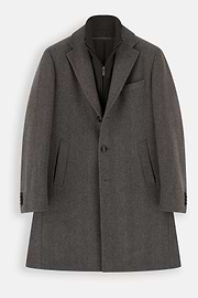 Coat in Wool with Bib, Brown, thumb, 6