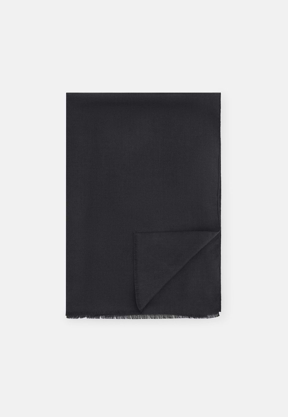 Scarf in Wool and Silk, Black, hi-res