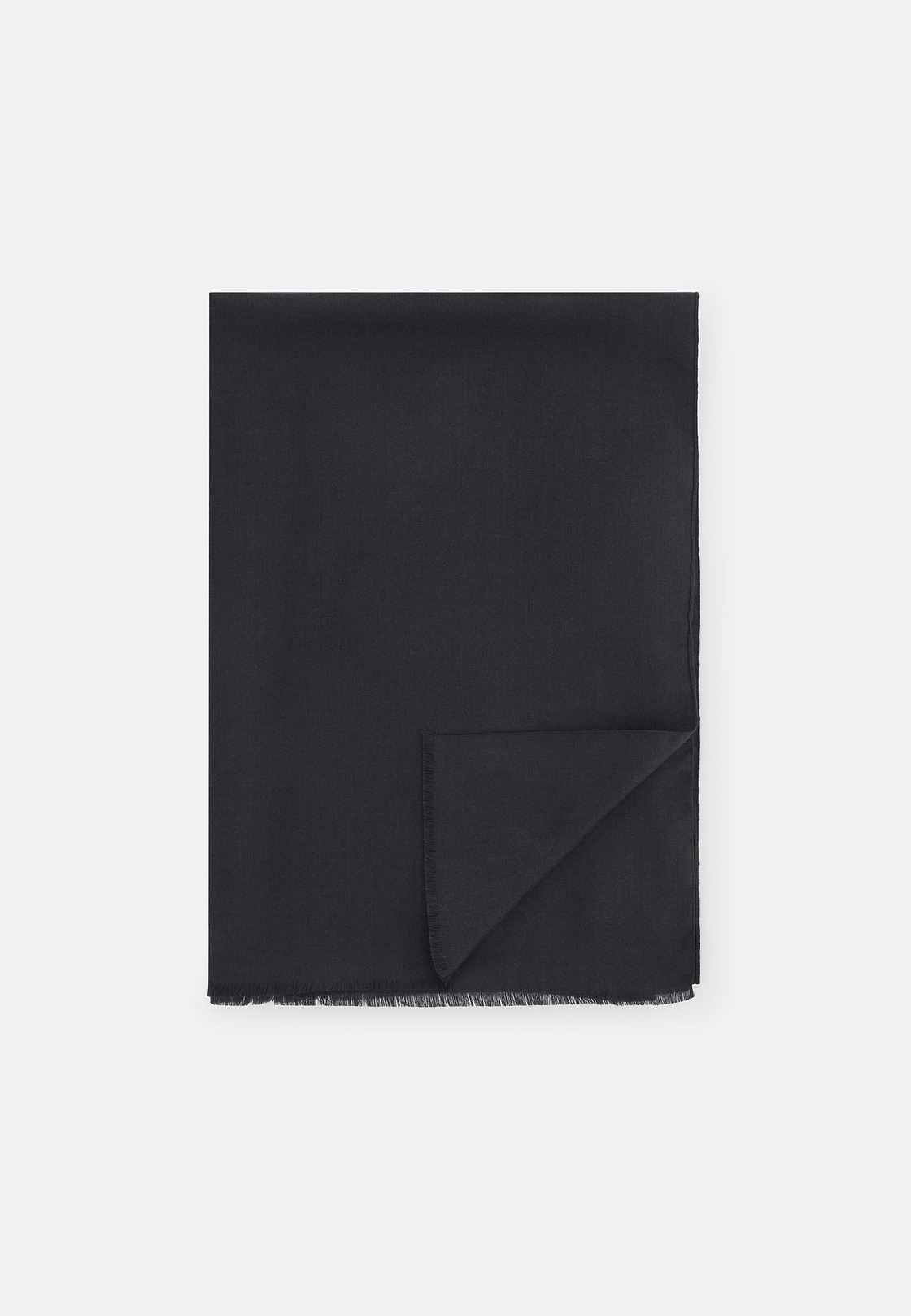 Scarf in Wool and Silk, Black, hi-res, 1