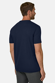 T-Shirt aus diagonalem Baumwoll-Mischgewebe B Tech, Navy blau, thumb, 4
