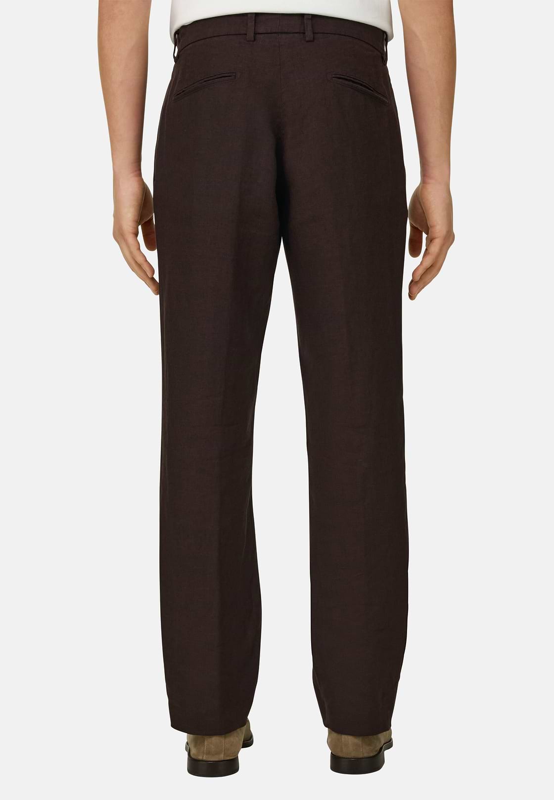 Linen Trousers, Brown, hi-res, 3