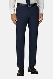 Spodnie z elastycznej wełny w drobny wzór, Navy blue, thumb, 1