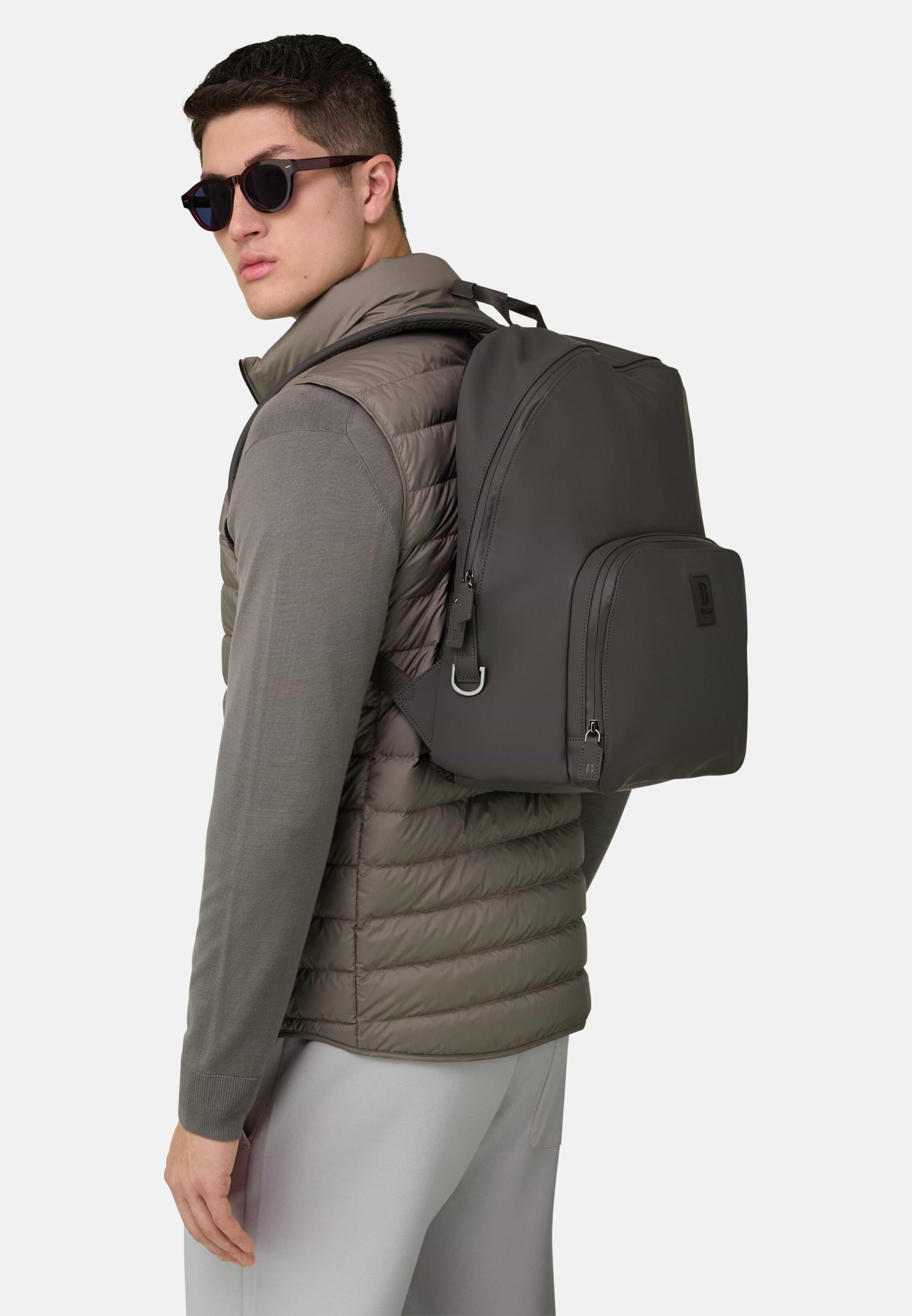 Men's Rubberised Fabric Rucksack, Charcoal | Boggi Milano