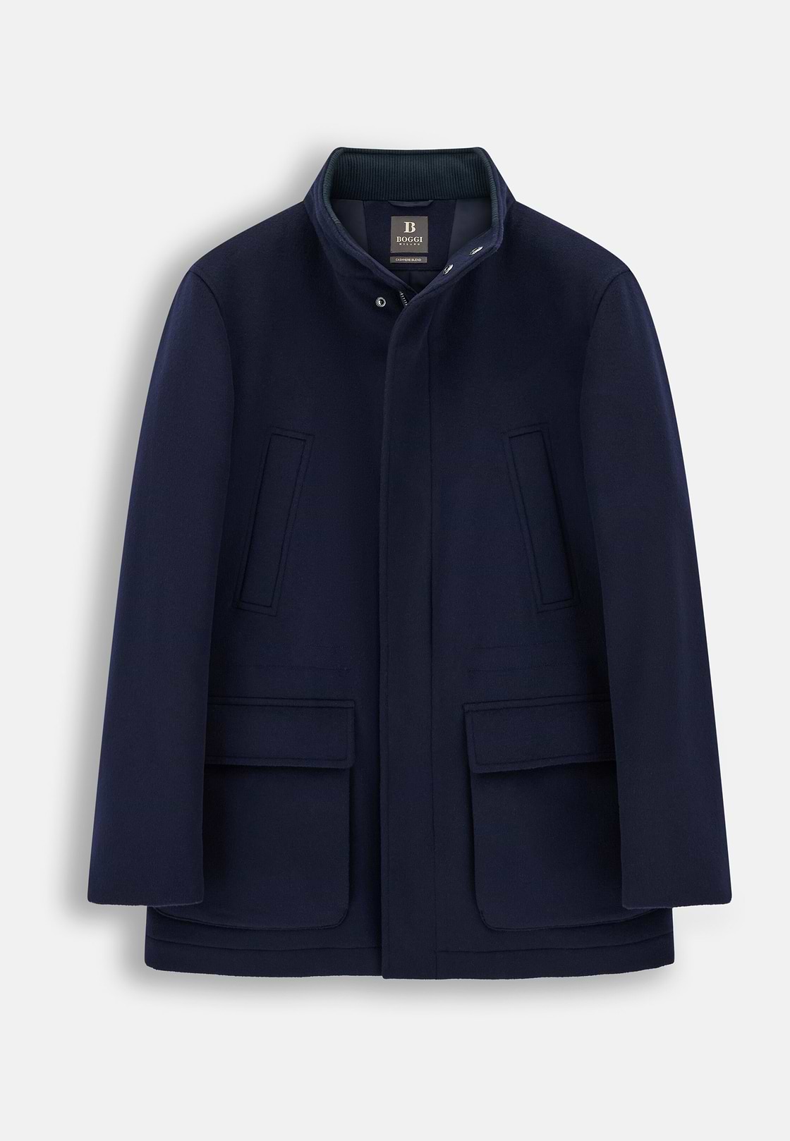 Car Coat Padded in Wool Cashmere, Navy blue, hi-res, 6