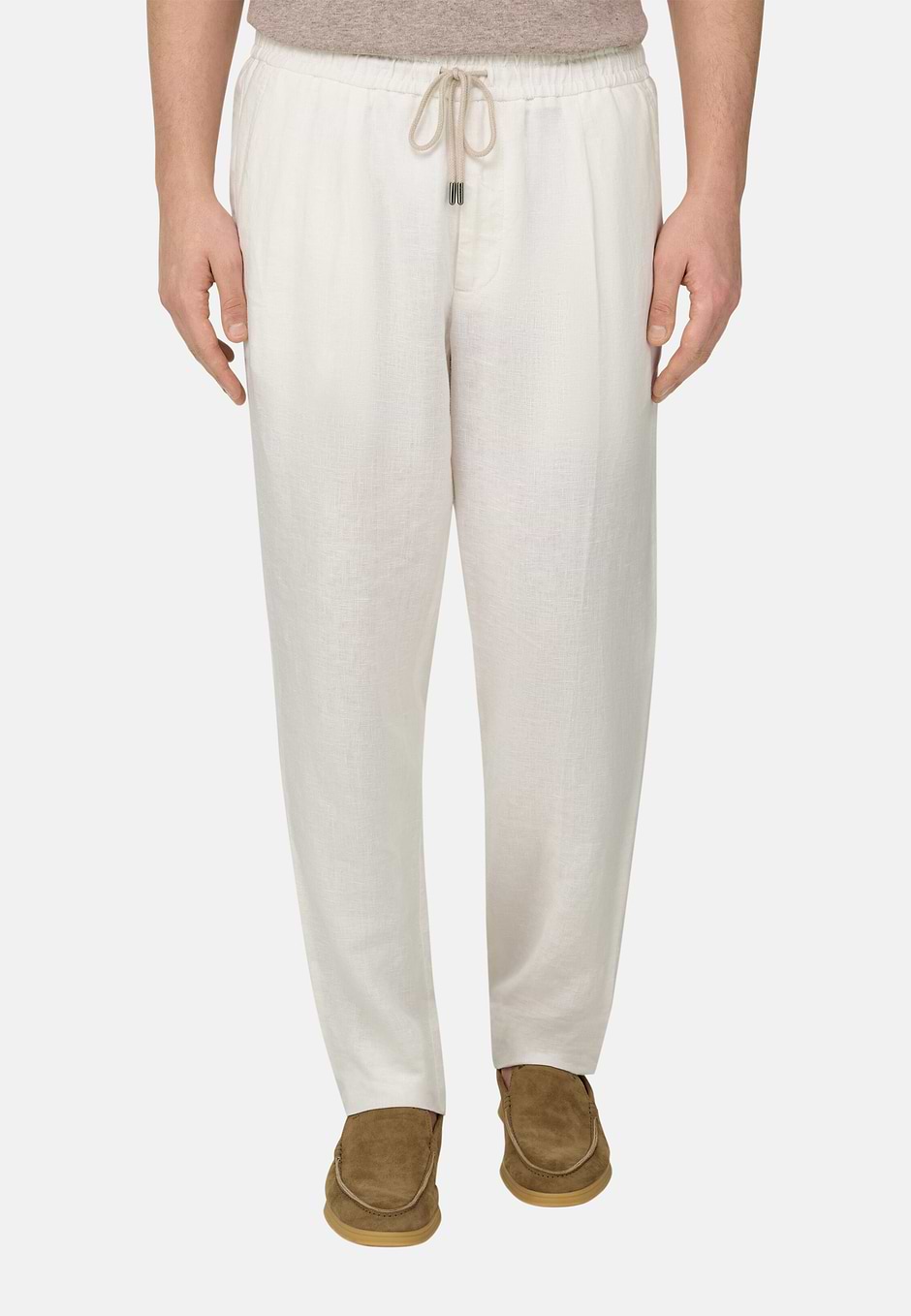 City Linen Trousers, White, hi-res