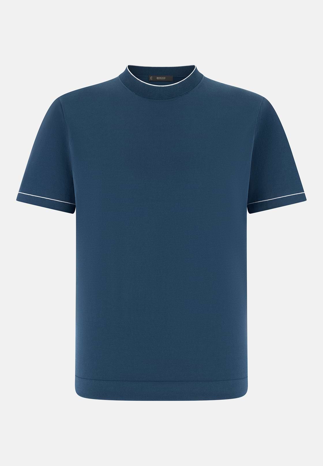 Strick-T-Shirt Aus Baumwollkrepp, Blau, hi-res, 5