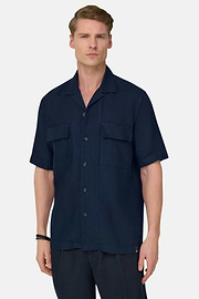 Linen Camp Overshirt, Navy blue, thumb, 2