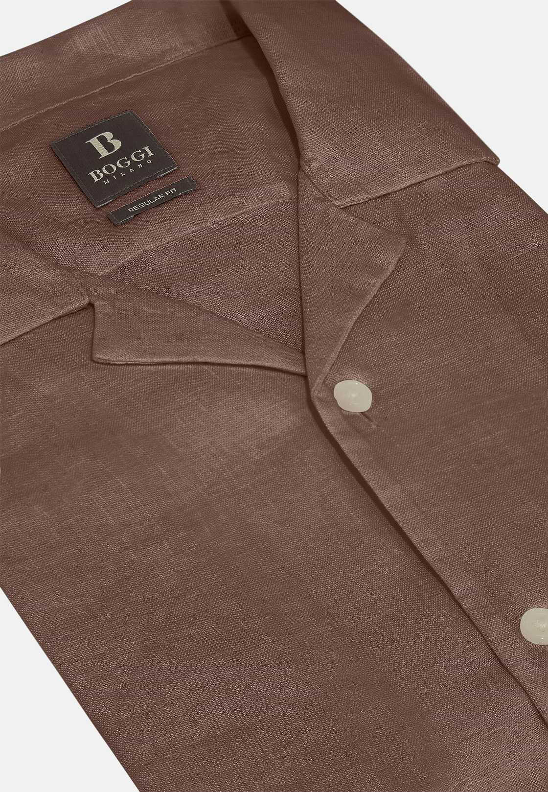 Regular Fit Linen Shirt, Taupe, hi-res