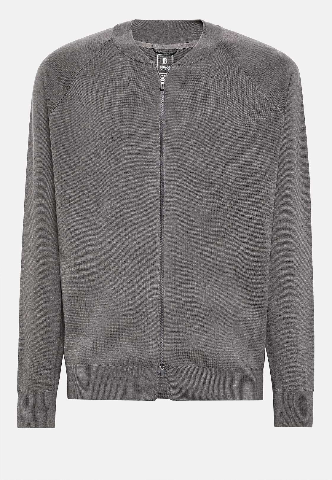 Bomber Tech Gris Foncé En Maille De Laine Mérinos, Gris foncé, hi-res