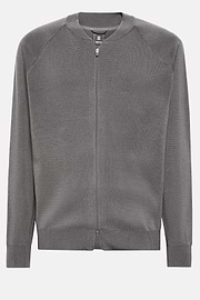 Chaqueta Bomber Tech De Punto Gris Oscuro De Lana Merina, Gris oscuro, hi-res