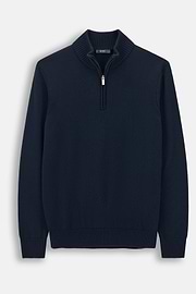 Roll Neck Jumper Quarter-Zip Superfine Merino Wool, Navy blue, thumb, 5