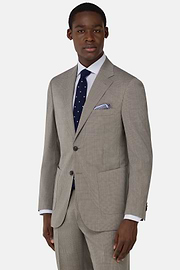 Micro Pattern Suit in Pure Wool, Taupe, hi-res