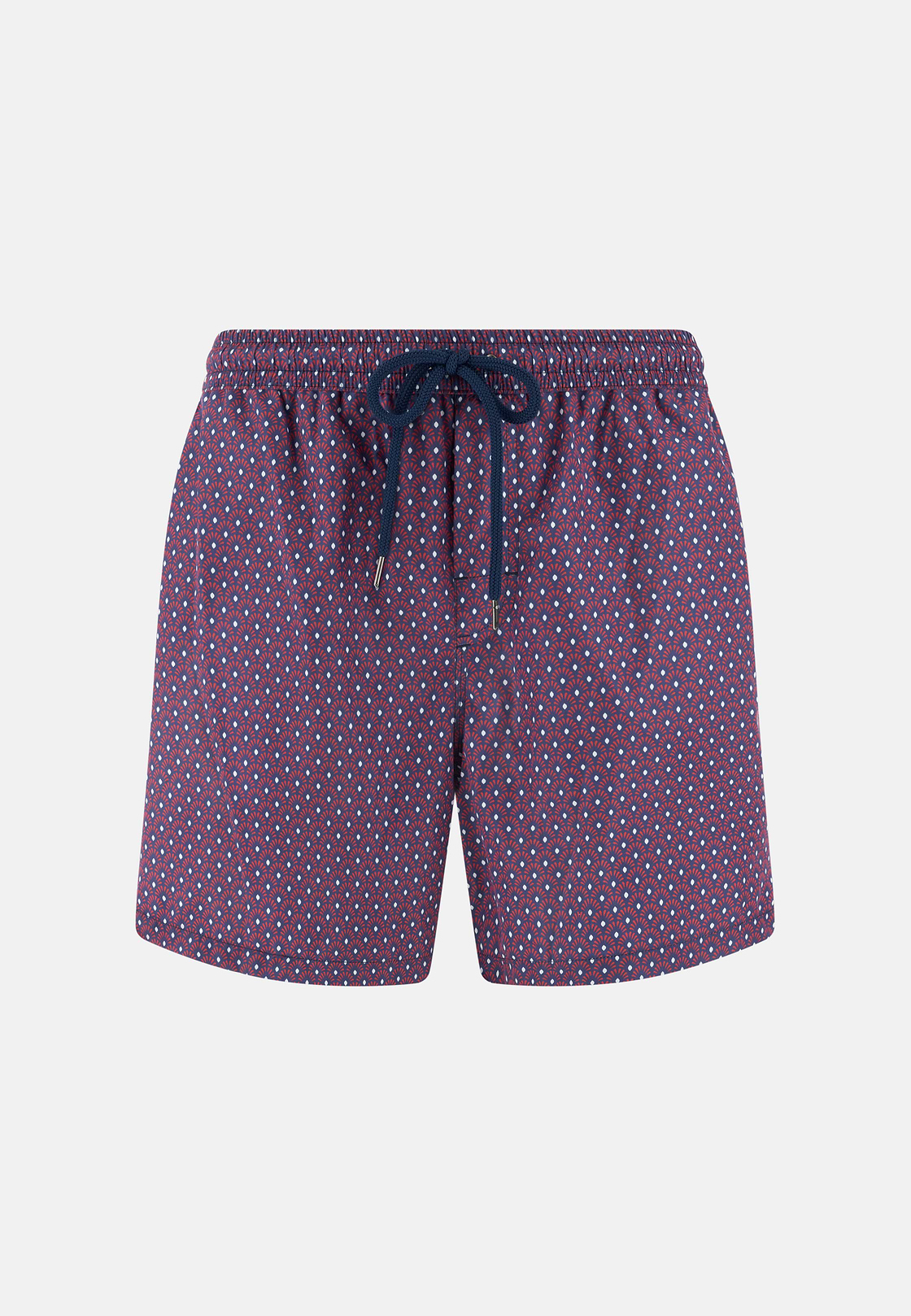 Swimsuit with Geometric Print, Red, hi-res, 4