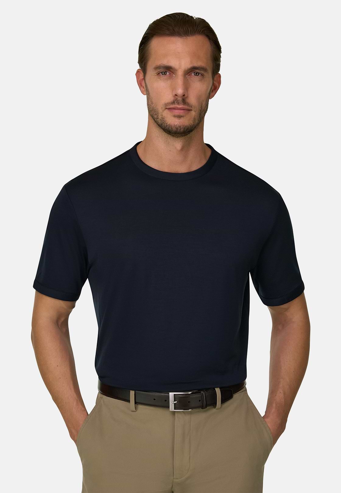 T-Shirt in Wool Jersey WOOLTECH, Navy blue, hi-res, 1