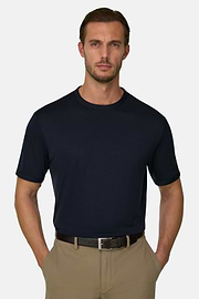 T-Shirt in Wool Jersey WOOLTECH, Navy blue, thumb, 1