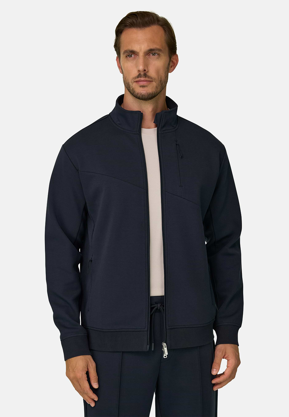 Sudadera con cuello Perkins en Scuba, Azul  Marino, hi-res
