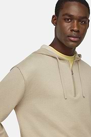 Half Zip Jumper in Cotton, Silk and Cashmere, Sand, hi-res