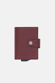 Tarjetero de Piel Estampada, Burgundy, thumb, 1