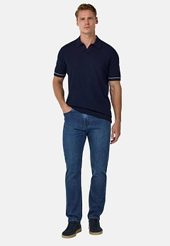 Cotton Crêpe Knit Polo Shirt