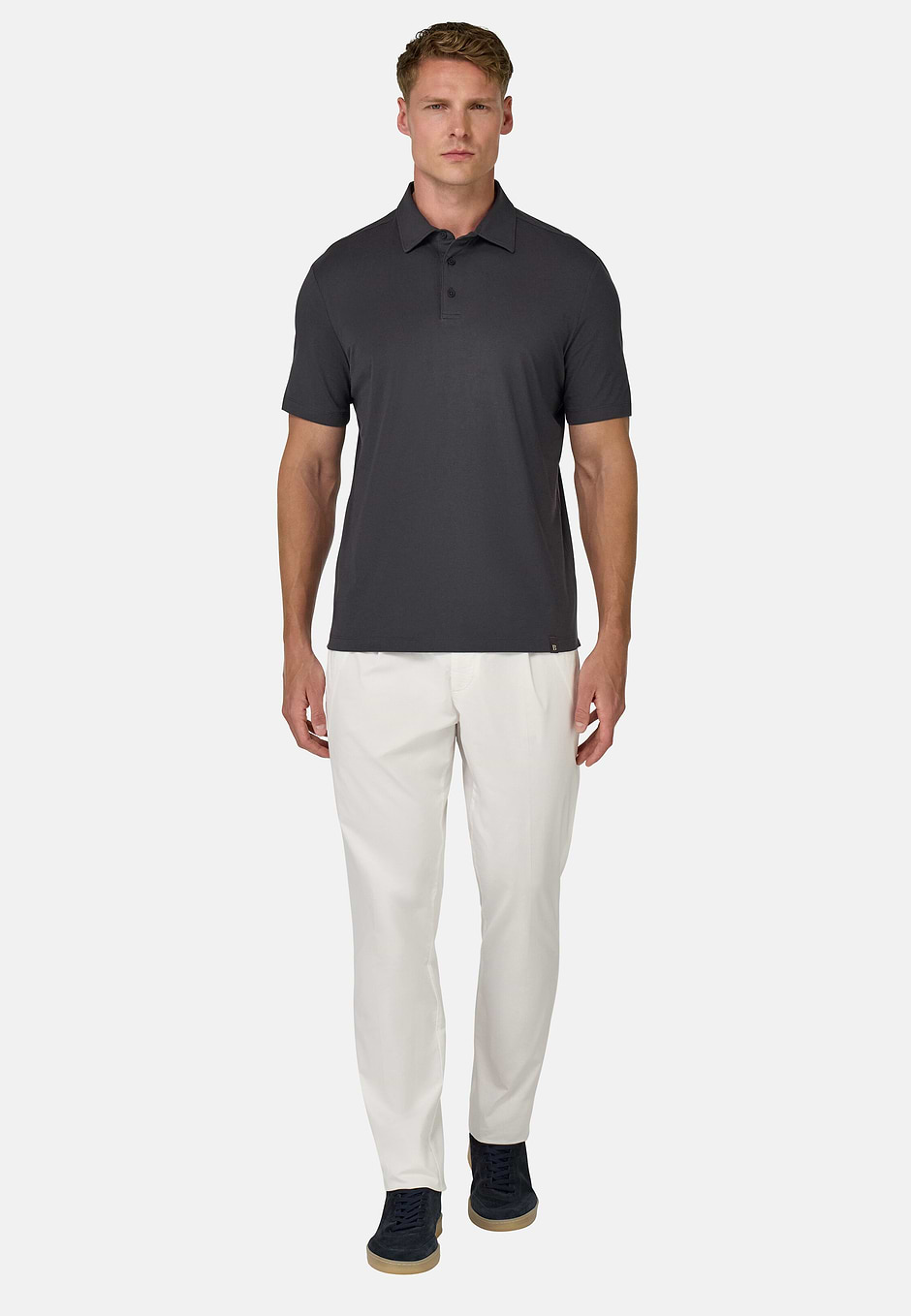 Polo Shirt In Stretch Supima Cotton, Black, hi-res