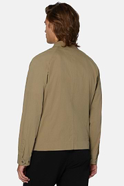 Cotton Nylon Bomber Jacket, Beige, hi-res