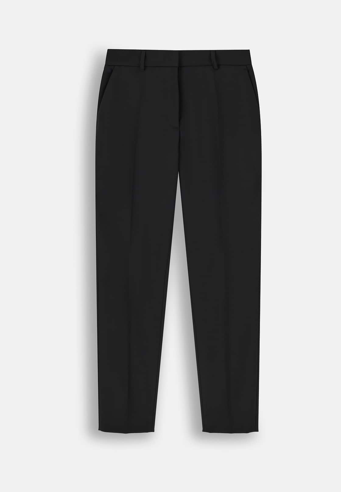Trousers in Wool Blend Tapered Leg, Black, hi-res, 5