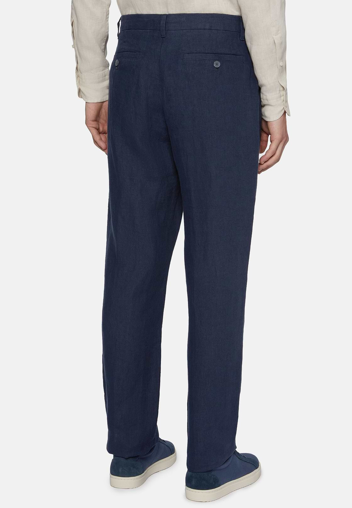 Linen Trousers, Navy blue, hi-res