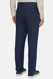 Linen Trousers, Navy blue, hi-res