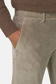 Hose aus Stretchgewebe-Velours, Schlamm, thumb, 3
