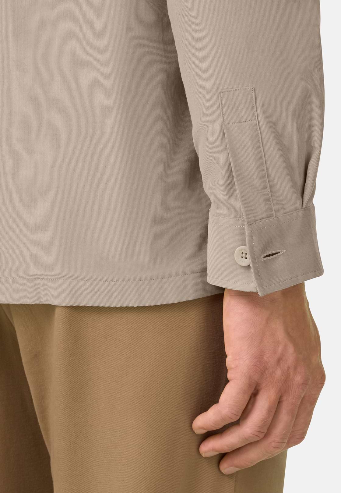 Overshirt in Corduroy Lined with Flannel, Sand, hi-res, 4