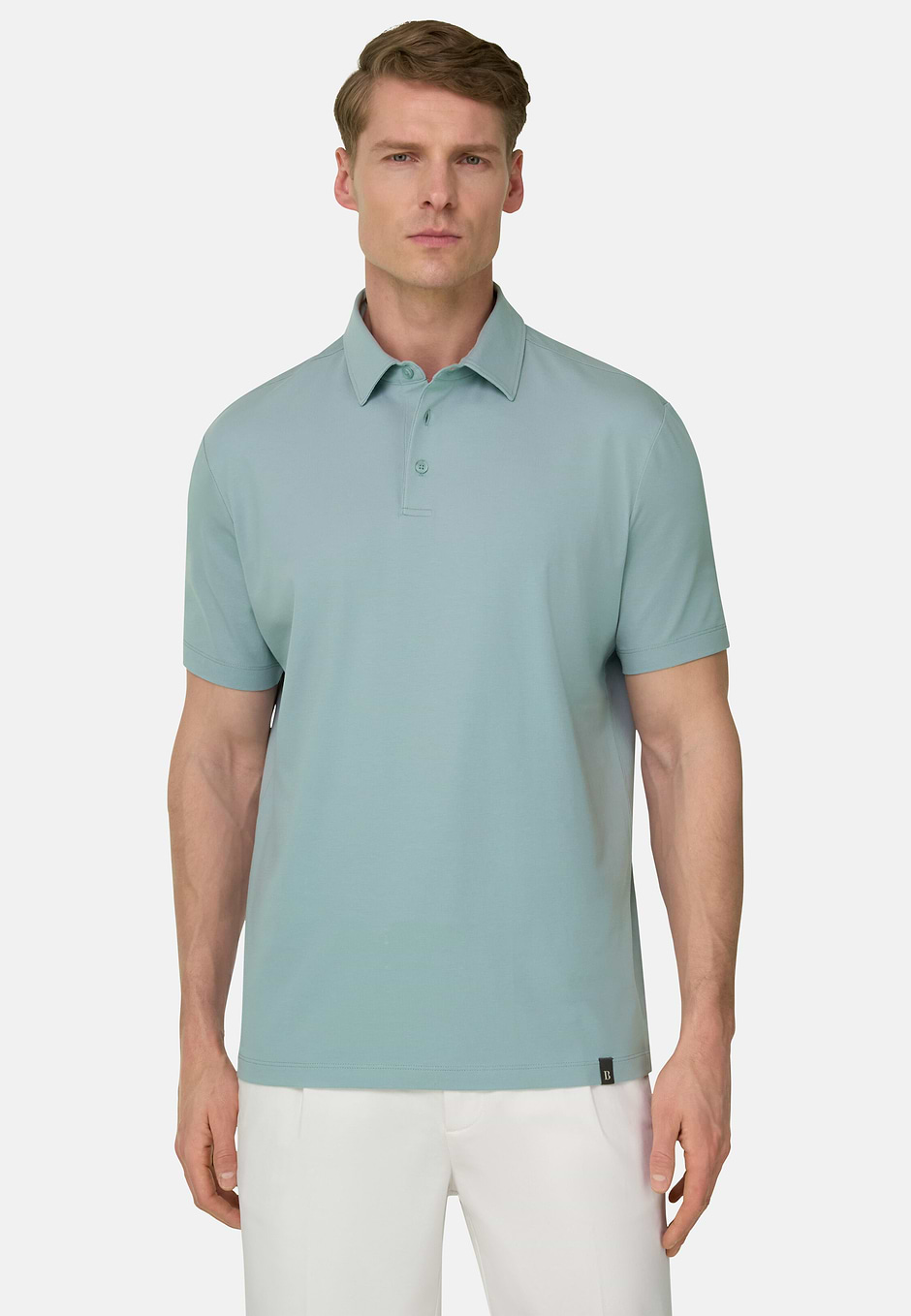 Polo Shirt In Stretch Supima Cotton, Light Green, hi-res