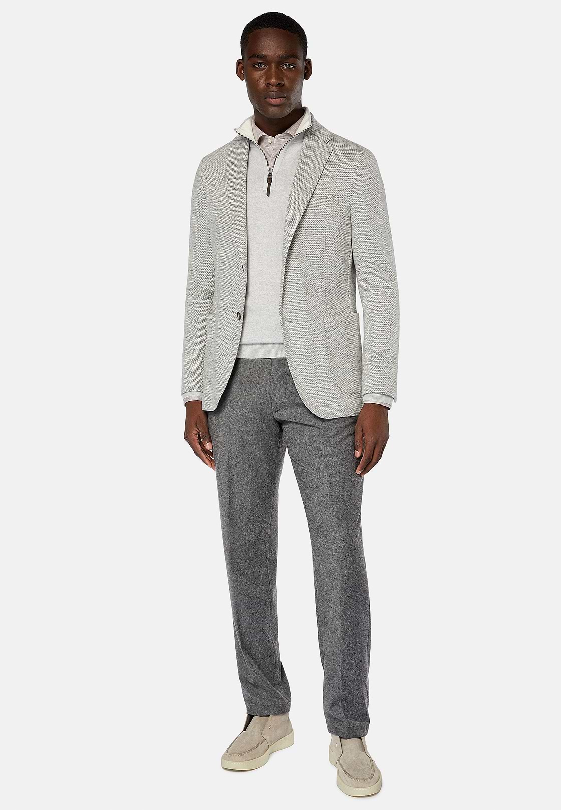 Veste Grise B Jersey En Coton Mélangé, Gris, hi-res