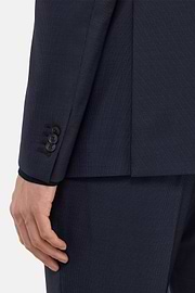 Fine Pinstripe Stretch Wool Suit, Navy blue, hi-res