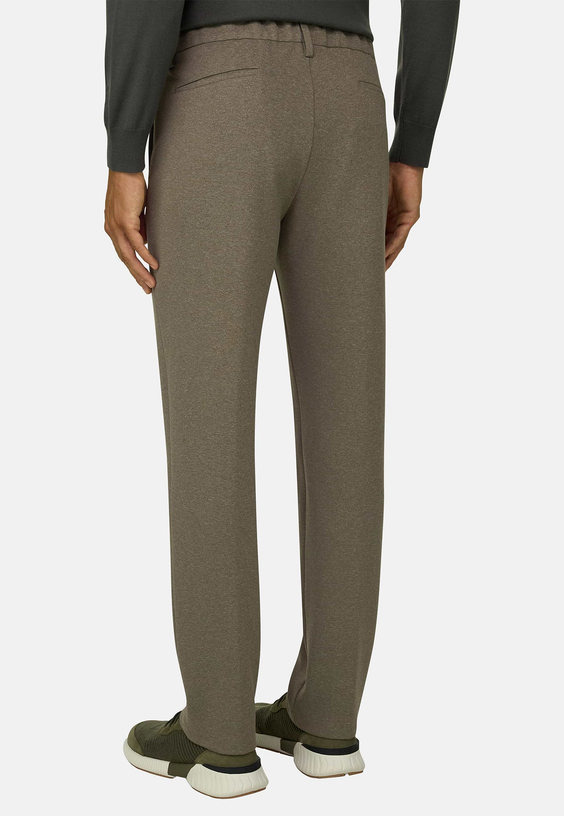 Trousers in Cotton Blend Jersey, Brown, hi-res, 5