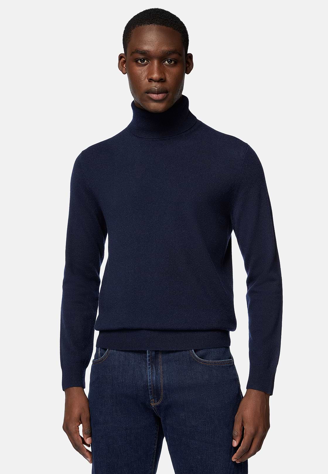 Maglia Dolcevita Navy In Cashmere, Navy, hi-res